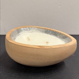 Natural Wood Bowl Candle berry scented 3" tall- Never used